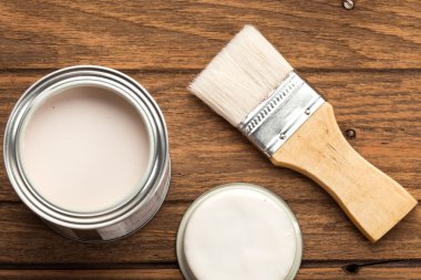 boya fırçası ahşap kaplama aracı ahşap teak natürmort arka plan