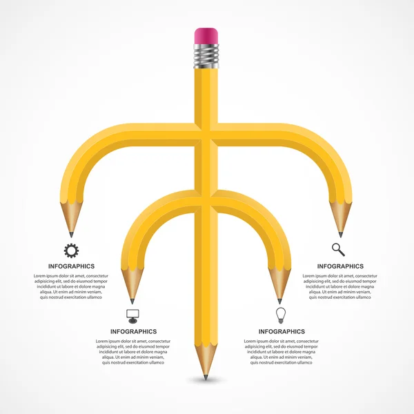 Pilihan pensil pendidikan Templat desain Infografis . - Stok Vektor