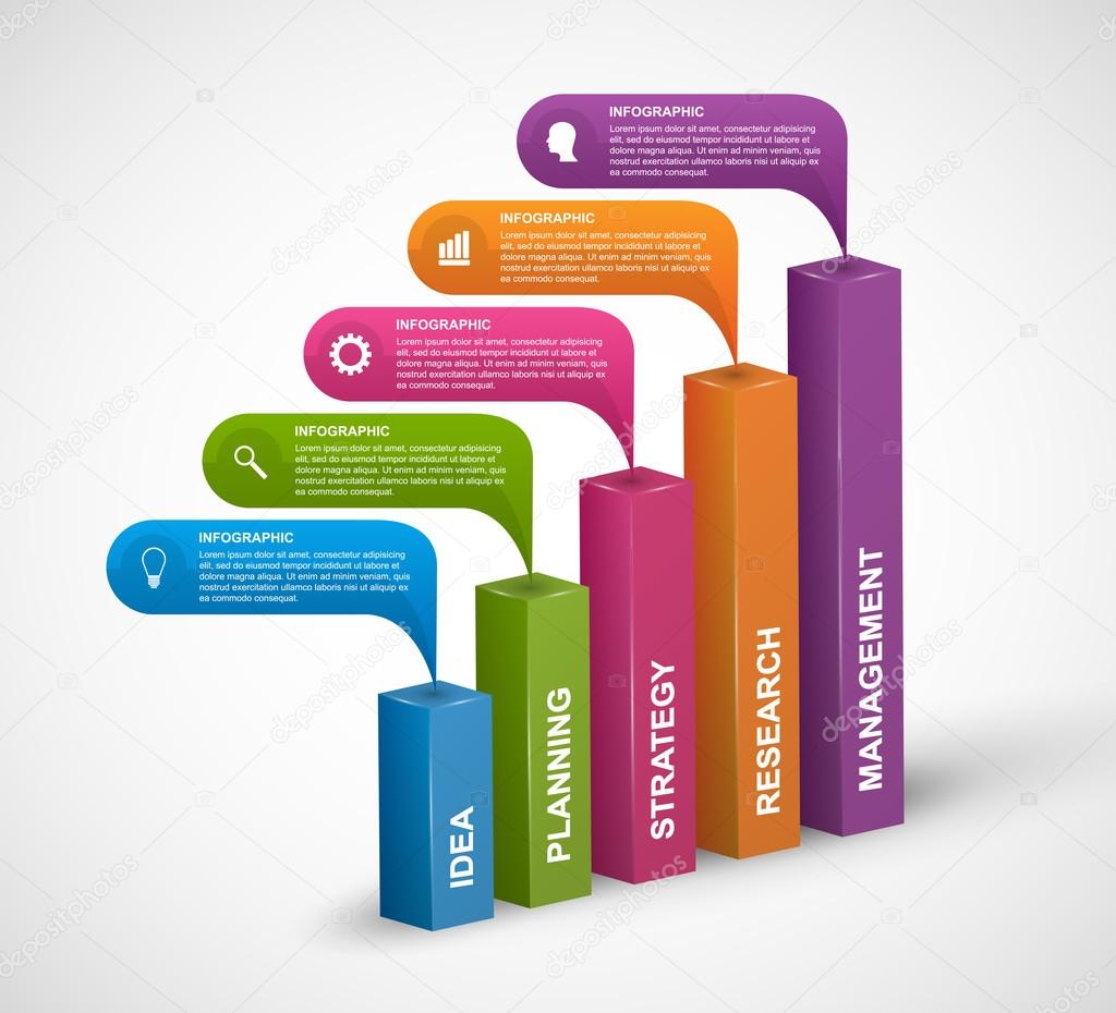 Abstract 3D digital options infographics template.