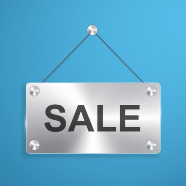 Metal afiş konu cıvata üzerinde asılı metin için yer ile. Vektör çizim.