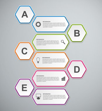 3D altıgen iş seçenekleri infographics şablonu soyut. 