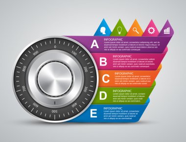 Koruma bilgileri. Kombinasyon güvenli kilit tasarım kavramı infographics. 