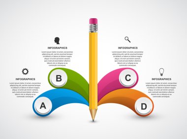 Eğitim kalem seçeneği Infographics tasarım şablonu.
