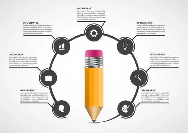 Opción lápiz de educación Plantilla de diseño de infografías . — Archivo Imágenes Vectoriales