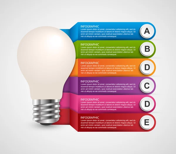 Creative 3D light bulb infographics design template. — Stock Vector
