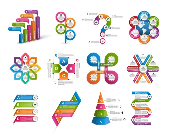 Renkli infographics topluluğu. Tasarım öğeleri. — Stok Vektör