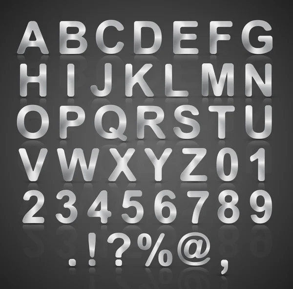 Ensemble alphabet argent métallisé vectoriel . — Image vectorielle