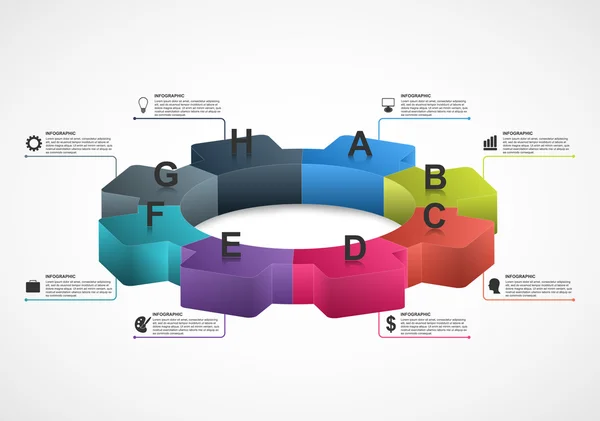 Abstract versnellingen infographic. Ontwerpelement. — Stockvector