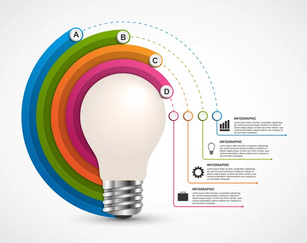 Infographics for business presentations or information booklet. Idea light bulb with a diagram. Vector illustration. — Stock Vector