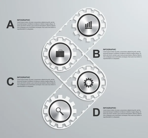 Designelemente-Infografiken oder Informationsbroschüren zu technischen Themen in Form von Getrieben. — Stockvektor