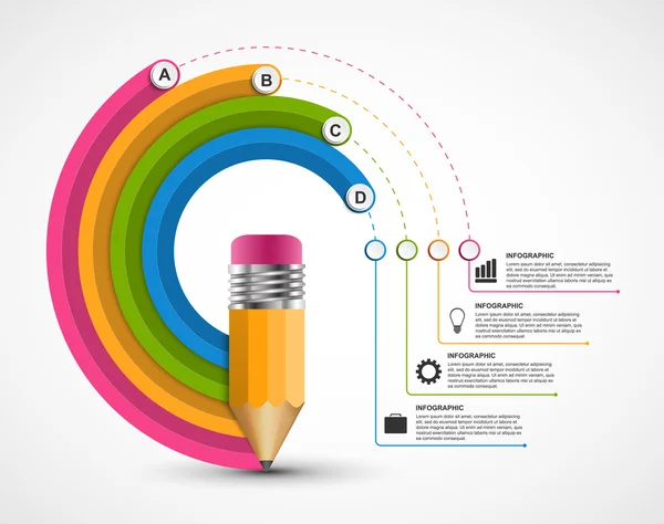 Education infographics for presentations or information booklet. Chart with pencil. Vector illustration. — Stock Vector