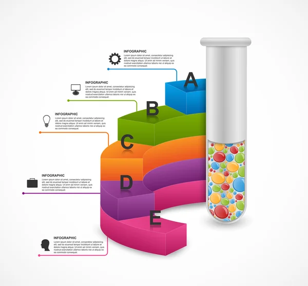 Infografía moderna sobre ciencia y medicina en forma de tubos de ensayo. Elementos de diseño . — Vector de stock