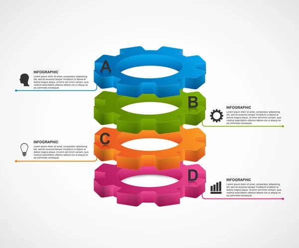 Infografía de engranajes abstractos. Elemento de diseño para presentación, sitio web, folletos, folletos . — Archivo Imágenes Vectoriales