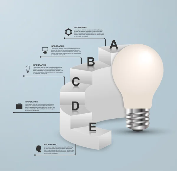 Infografica per presentazioni aziendali o opuscolo informativo. Idea lampadina con un diagramma. Illustrazione vettoriale . — Vettoriale Stock