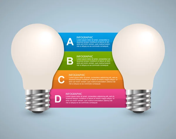 Infographics voor bedrijfspresentaties of brochure. Idee-gloeilamp. Vectorillustratie. — Stockvector