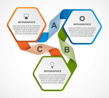 Soyut altıgen iş seçenekleri infographics şablonu.