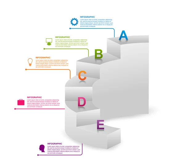 Infografika jako kroky pro firemní prezentace a informační brožura. Vektorové ilustrace. — Stockový vektor