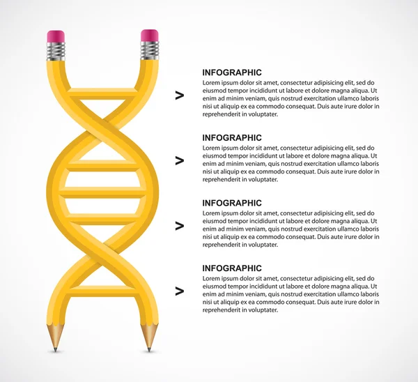 Concepto de diseño de infografías con lápiz de ADN. Ilustración vectorial . — Archivo Imágenes Vectoriales