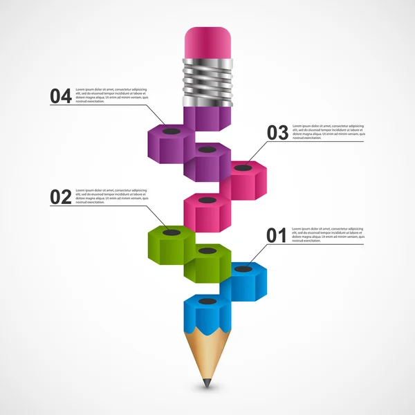 Oktatási infographic, a ceruza, a bemutató és brosúrák. — Stock Vector