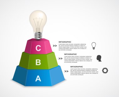 Soyut 3d piramit sunma ya da bilgi kitapçığı için Infographics şablon seçenekleri. Vektör çizim.