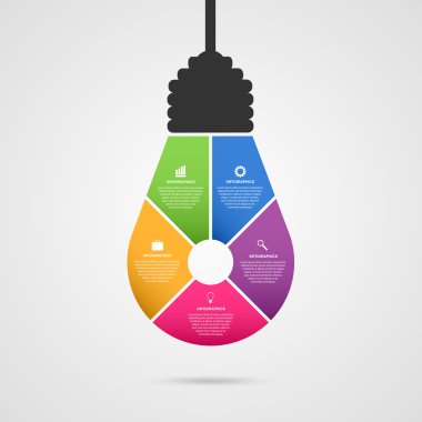 Soyut Infographic ampul afiş. Vektör çizim.