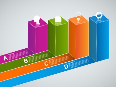 Soyut 3d dijital seçenekler infographics şablonu.