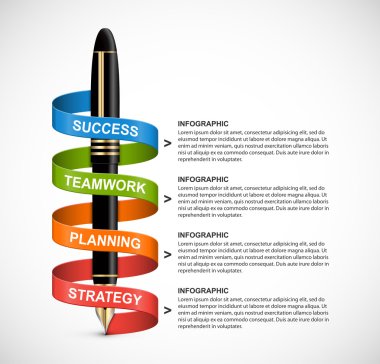 İş Infographic tasarım şablonu. Renkli mürekkep kalem. Vektör çizim.