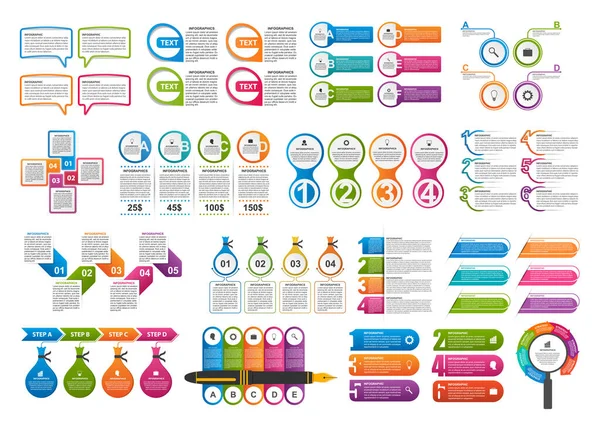 Infografías Colección Elementos Diseño Infografías Para Presentaciones Negocios Banner Informativo — Archivo Imágenes Vectoriales