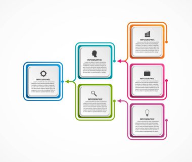 İş sunumları, bilgi afişi, zaman çizelgesi veya web tasarımı için bilgi tasarım şeması şablonu.