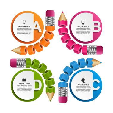 İş sunumları veya bilgi pankartları için eğitim bilgi grafikleri.