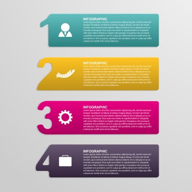 yaratıcı renkli numaralı Infographic şeritler şeklinde. tasarım öğesi.