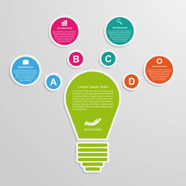 Abstract business concept infographic template. Lightbulb idea. — Stock Vector