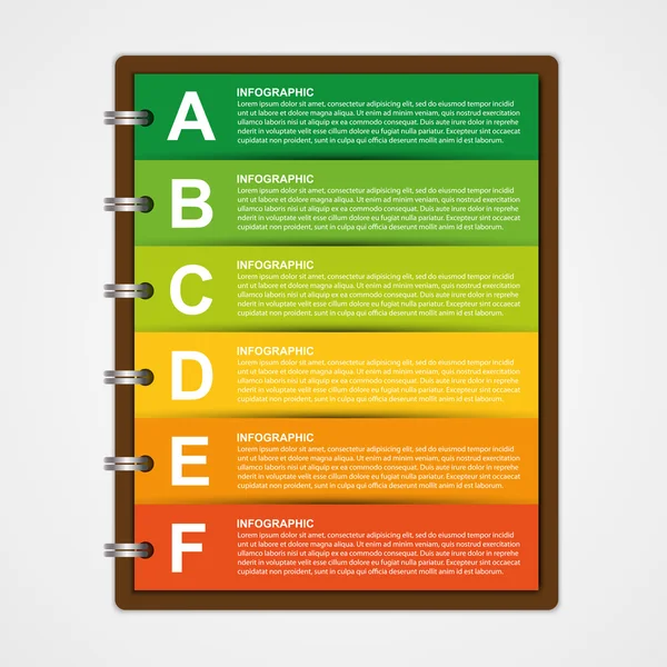 Moderne Design-Vorlage Infografik von Notizbuch-Papier. Vektorillustration. — Stockvektor