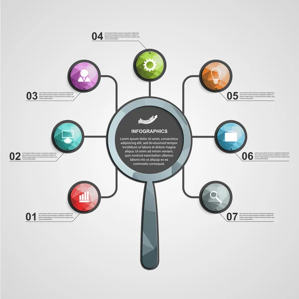 Infographie abstraite avec une loupe. Illustration vectorielle . — Image vectorielle