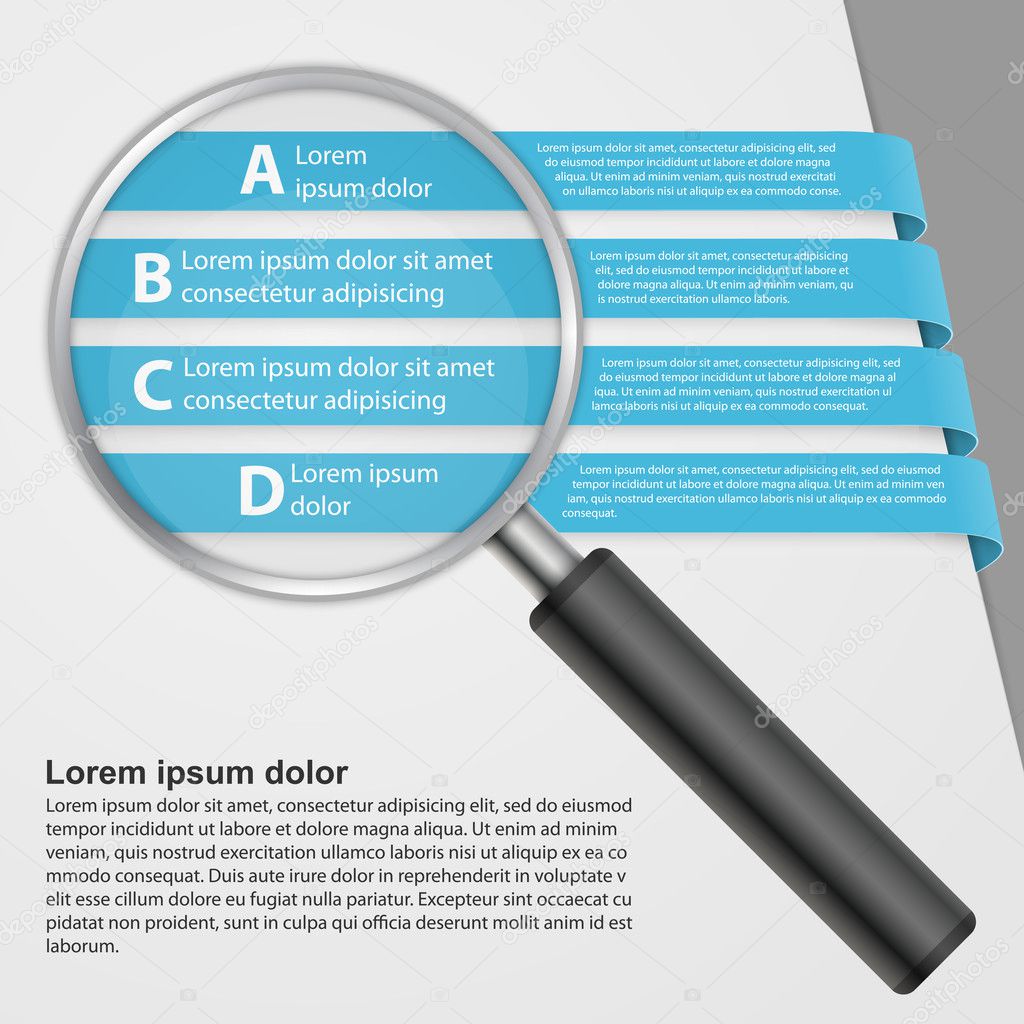 Vector infographic with a magnifying glass.
