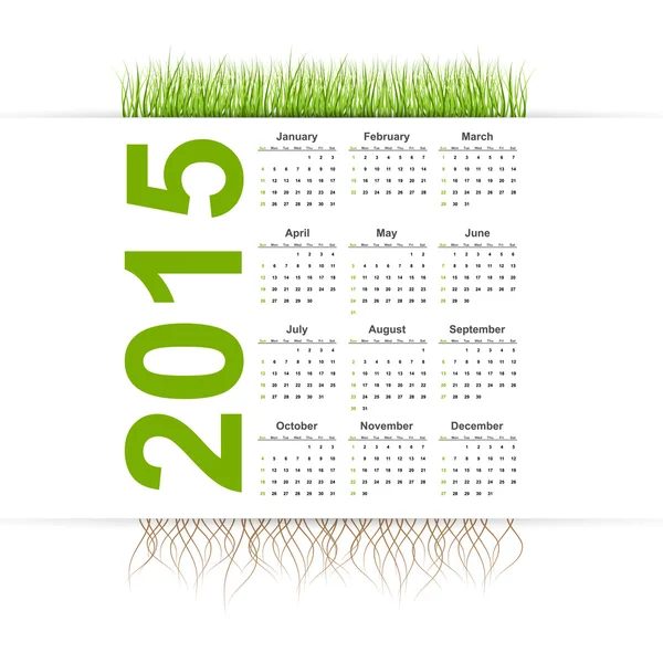 Calendrier vectoriel simple 2015 année. Style de gazon . — Image vectorielle