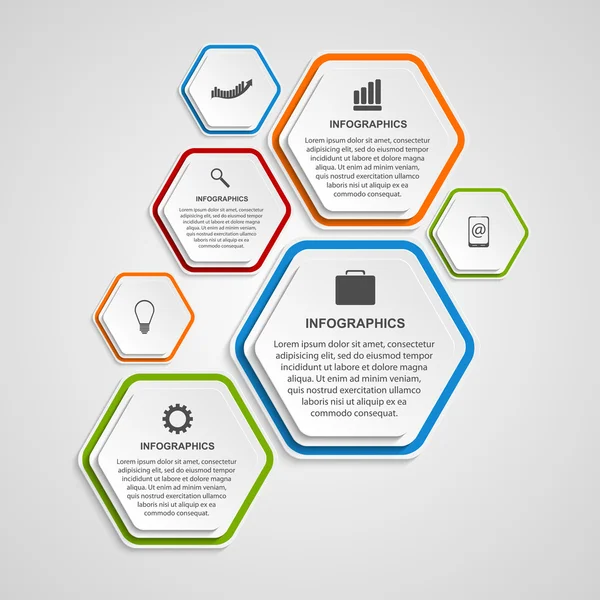 Modelo de infográficos hexágono abstrato . — Vetor de Stock