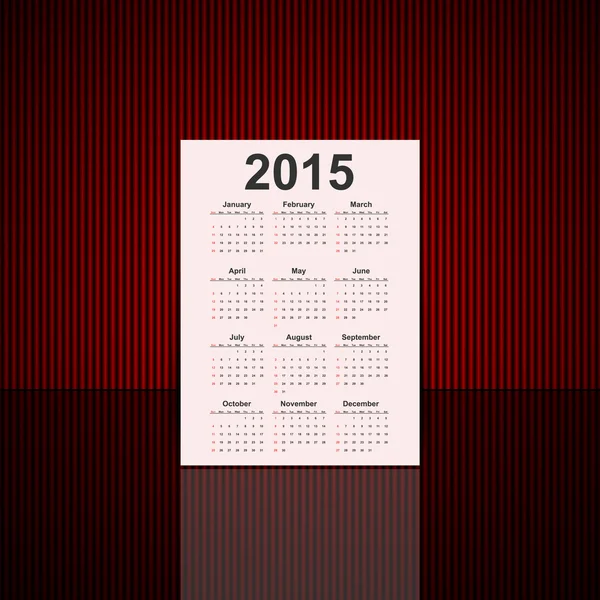 Calendrier vectoriel papier 3D 2015 année . — Image vectorielle