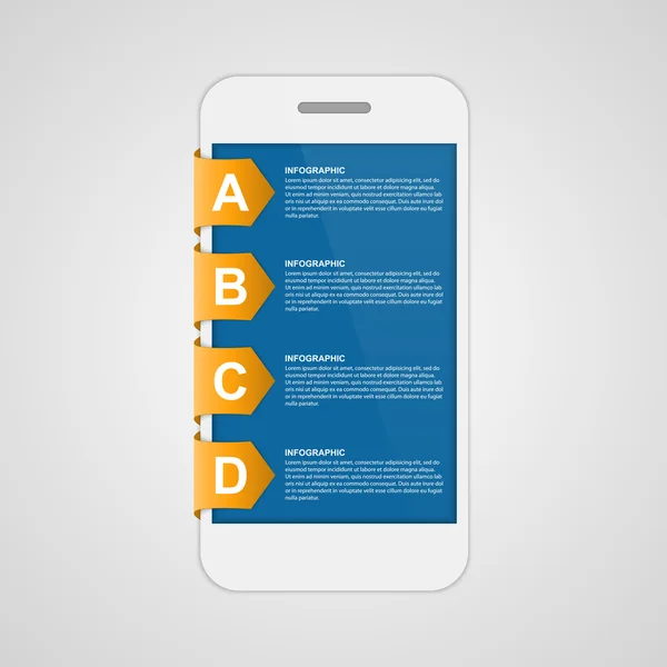 Infográfico de etiqueta criativa de design moderno com telefone móvel. Ilustração vetorial . — Vetor de Stock