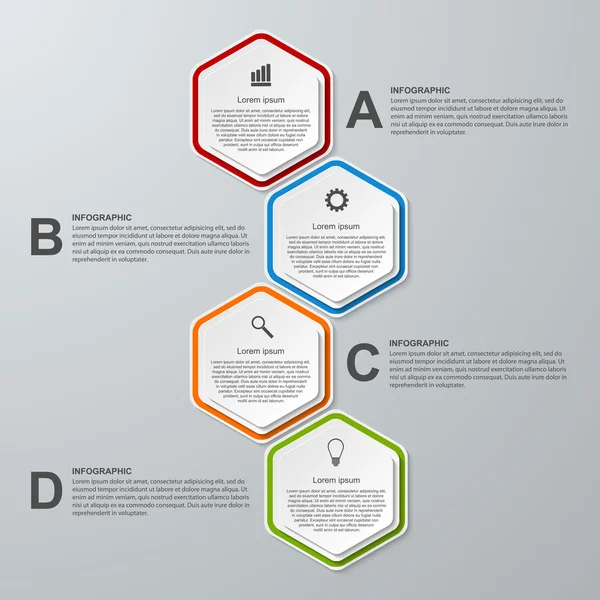 Abstract 3D hexagon business options infographics template. — Stock Vector