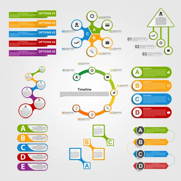 Aseta värikäs infografia suunnitteluelementtejä. Vektoriesimerkki . — vektorikuva