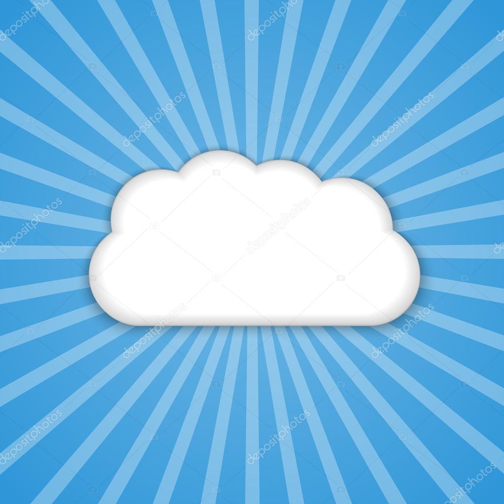 Abstract background cloud in the blue sky with sun rays. Vector illustration.