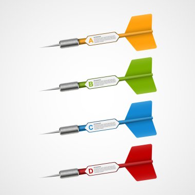 3D gerçekçi kavramı Infographic şablonu ile hedef Dart. Vektör tasarımı.