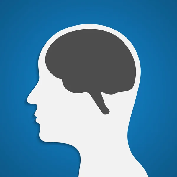 Silhuett av ett mänskligt huvud med hjärnan. Vektor illustration. — Stock vektor