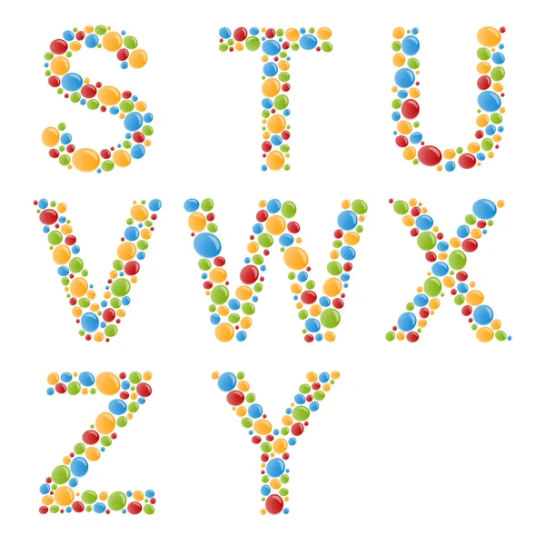 Vector alfabetten. Brieven van gestileerde kleurrijke bubbels of snoep instellen. — Stockvector
