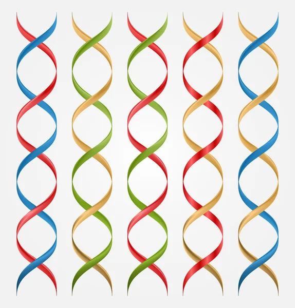 Kleurrijke 3D-double helix set. Vectorillustratie. — Stockvector