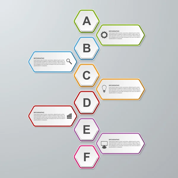 Modèle d'infographie d'options d'affaires hexagone 3D abstrait . — Image vectorielle