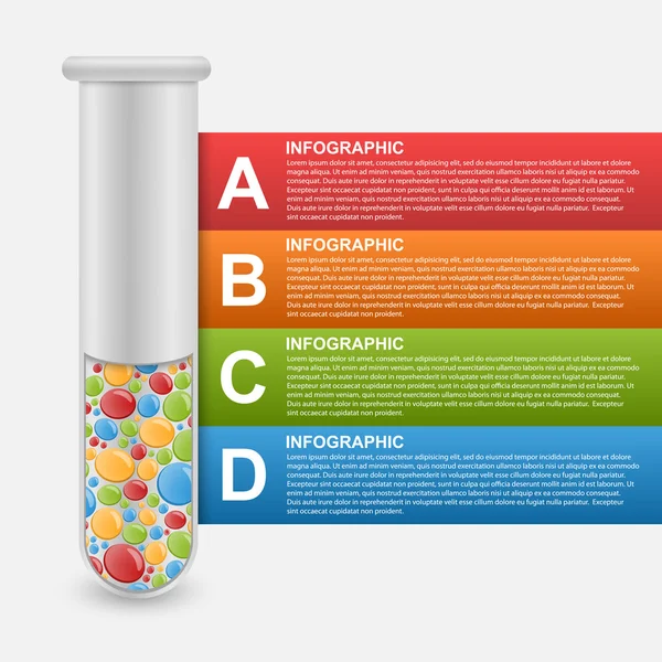 Infográfico moderno sobre ciência e medicina na forma de tubos de ensaio. Elementos de projeto . — Vetor de Stock