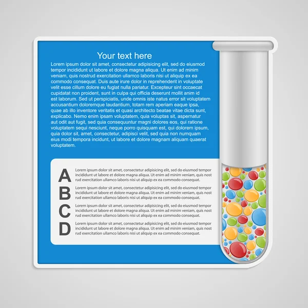 Infográfico moderno sobre ciência e medicina na forma de tubos de ensaio. Elementos de projeto . — Vetor de Stock