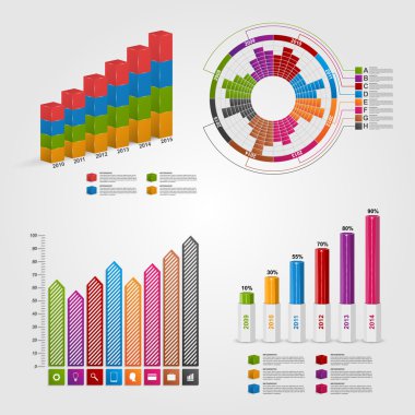 Set renkli iş grafik Infographic ve raporlar için.